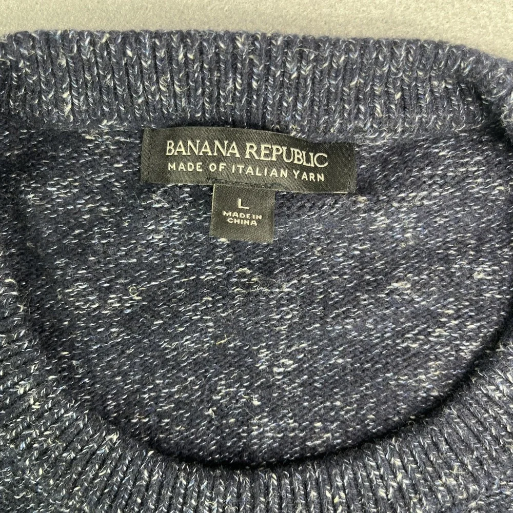 Banana Republic Blue Crewneck Sweater Made with Italian Yarn Size Large